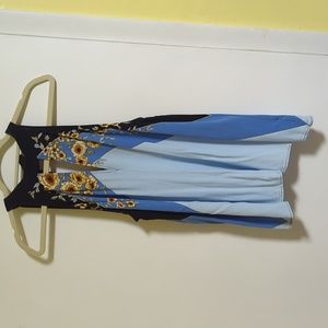 Free people blue a-line floral flowy top women's US sz M